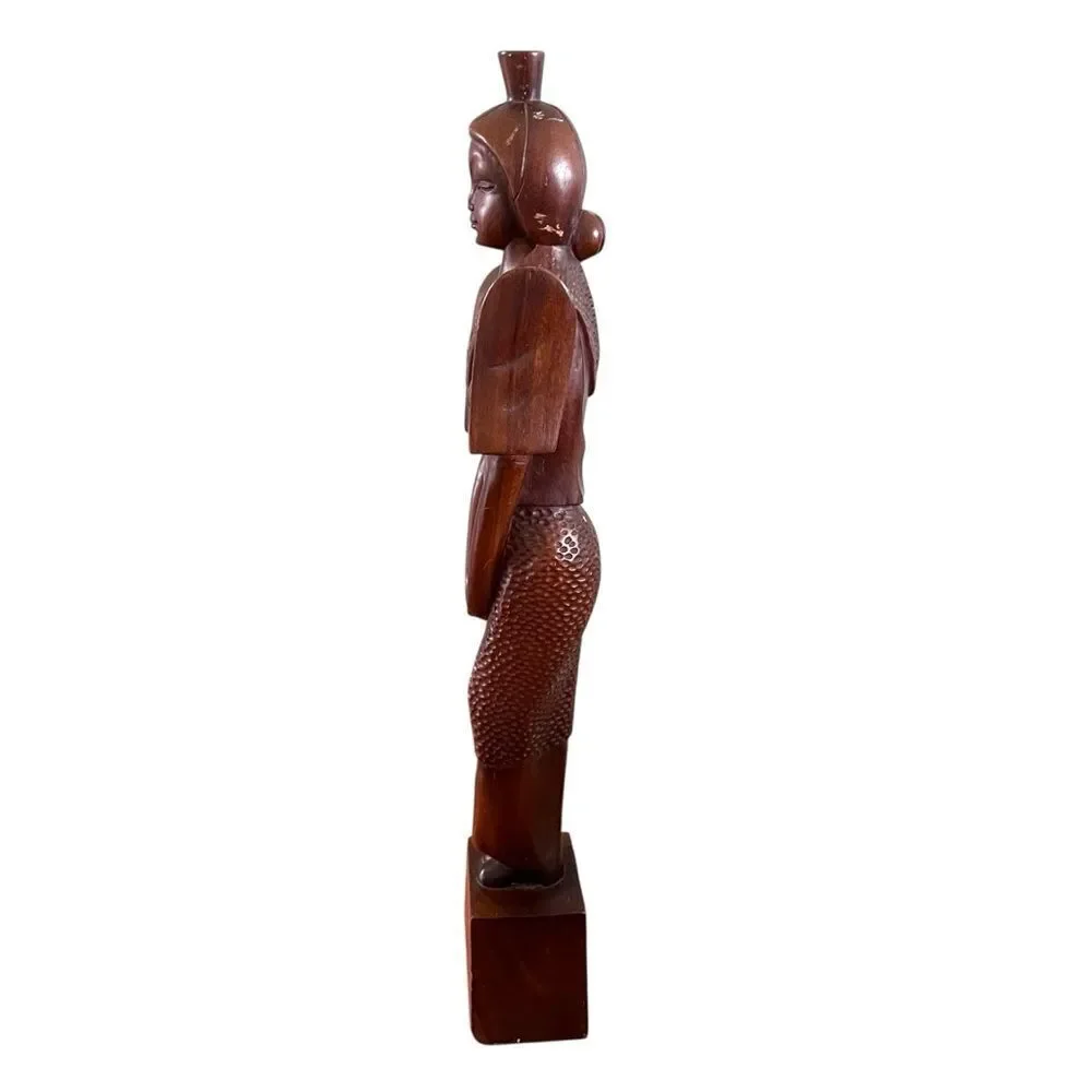 Vintage Hand Carved Wooden Indonesian Woman Goddess Statue